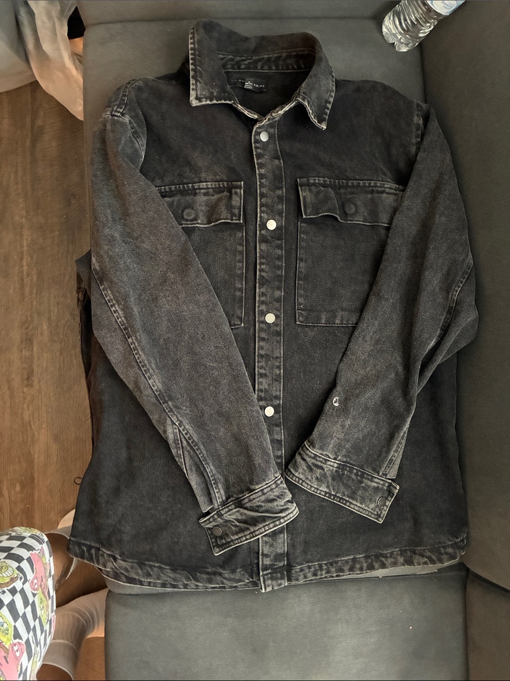 No Boundaries Washed Black Shirt Jacket